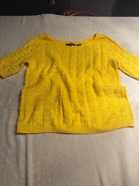 JEANNE PIERRE Yellow Textured Off-the-Shoulder Sweater